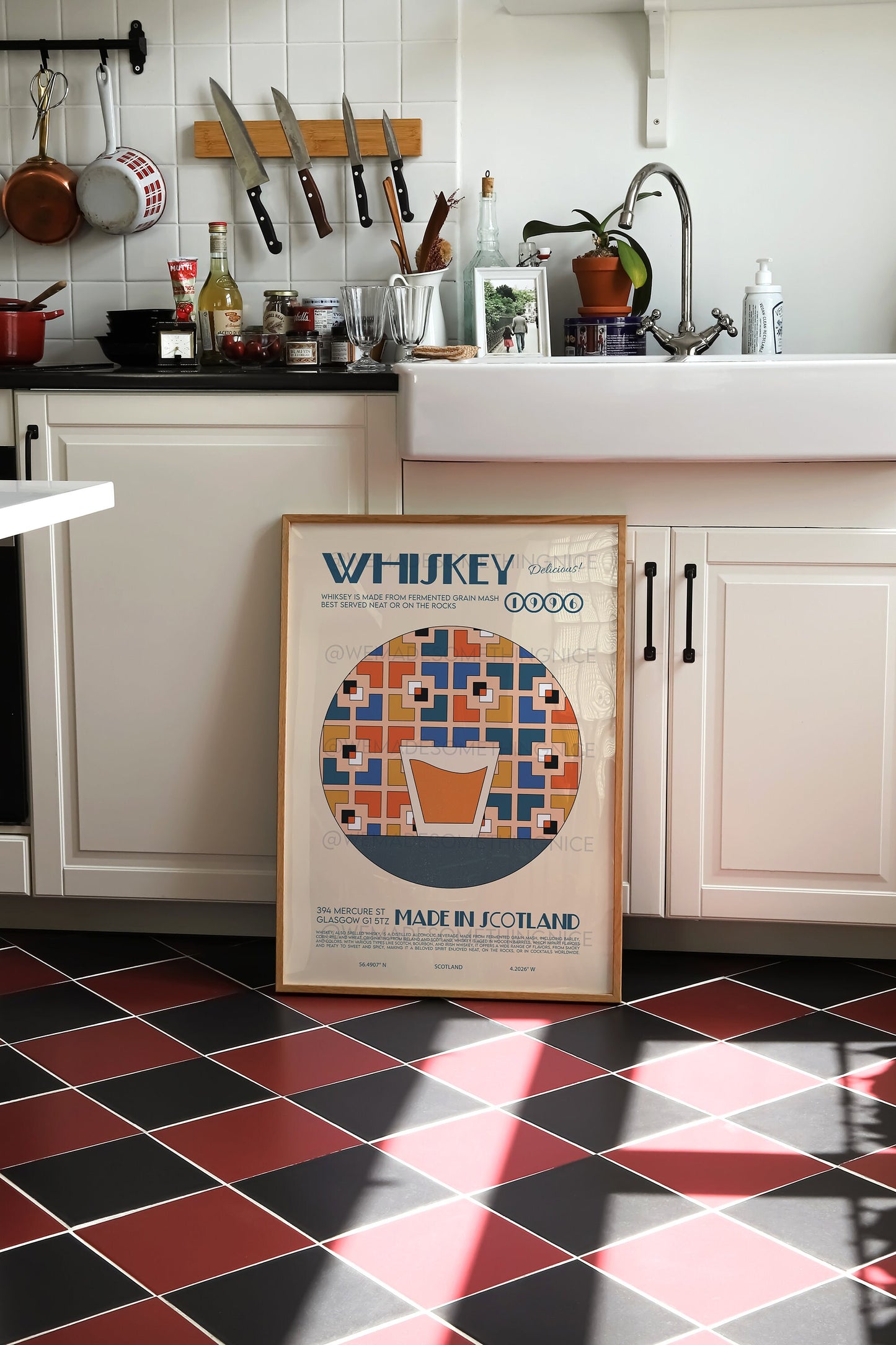 Whiskey Print, Cocktail Art, Kitchen Art, Kitchen Poser, Drinks Poster, Kitchen Decor, Cocktail Poster, Mid Century Modern, Illustration