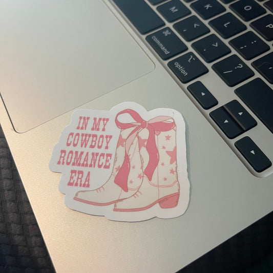 Coquette pink bow In My Cowboy Era sticker, book stickers, kindle, laptop, bookish sticker, western, decal, cowboy boots, decals
