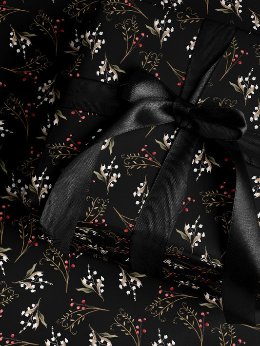 Floral Gift Wrap Botanical Flower Print Wrapping Paper Pattern Botanical Print Gift Wrap Wedding Wrapping Paper Roll Elegant Gift Wrap