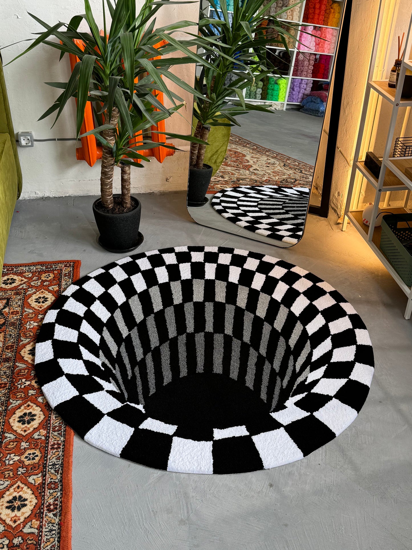 Black Hole 3D Area Rug, Optical Illusion Decor, Abstract Rug Gift, Сheckerboard Tufted Rug, Living room floor mat, Bedroom Rug, Gift For Him