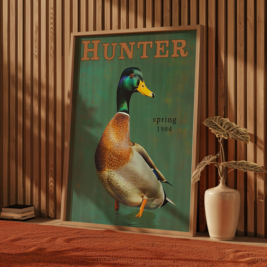 Vintage Mallard Print Retro Outdoors Duck Hunting Poster Travel Poster Cabin Cottage Wall Art Outdoor Sports Dad For him Gift for Hunter
