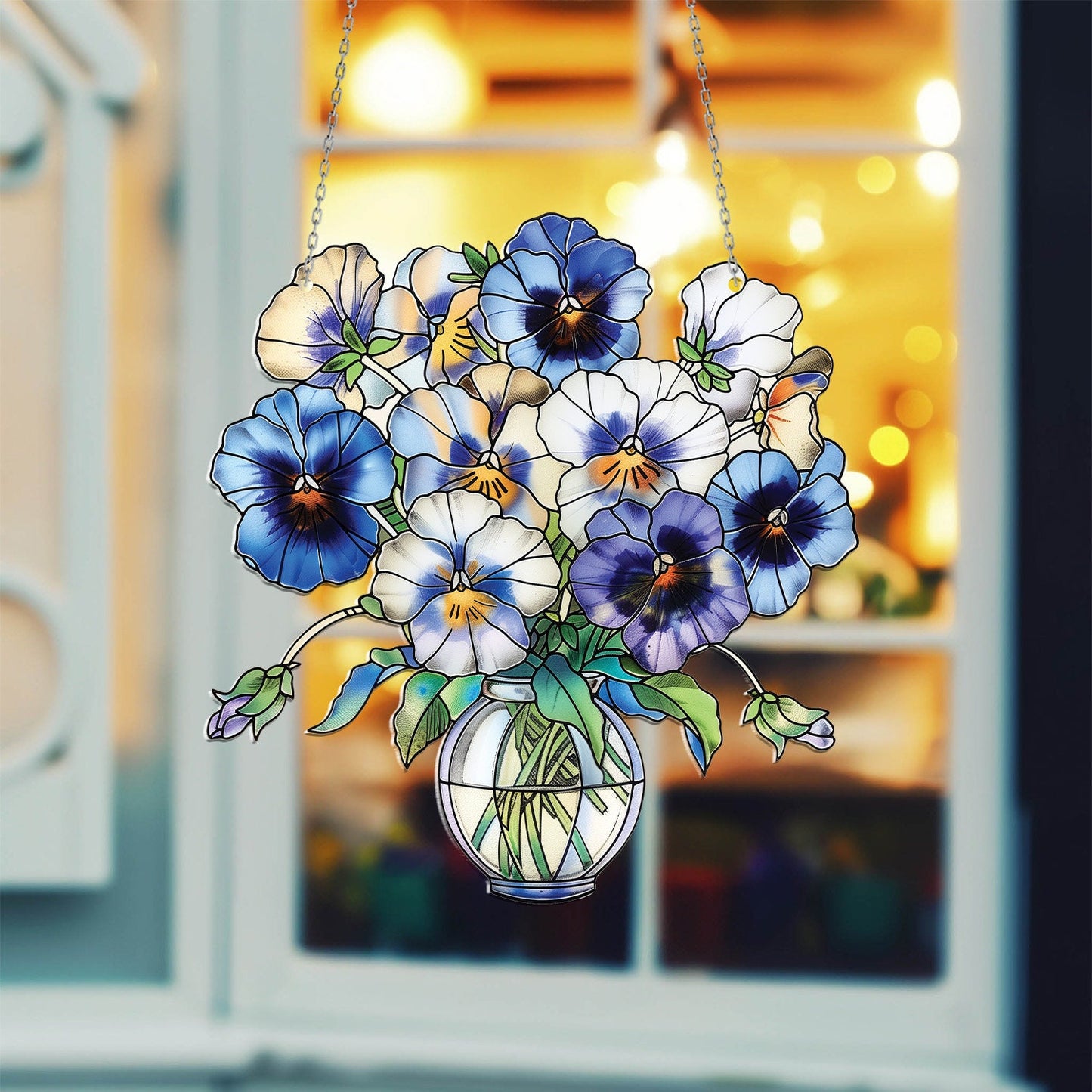 Pansy flowers Acrylic Window Hanging Decor, Pansy flowers Window Hangings, Wall Art Decoration, Pansy flowers Lover Gift, Gift For Mom Dad