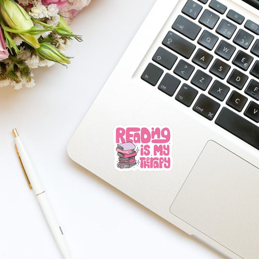 Reading Is My Therapy Sticker | Book Sticker | Girly | Water Bottle Sticker | Bookish Stickers | Kindle Sticker | Book Lover | Retro