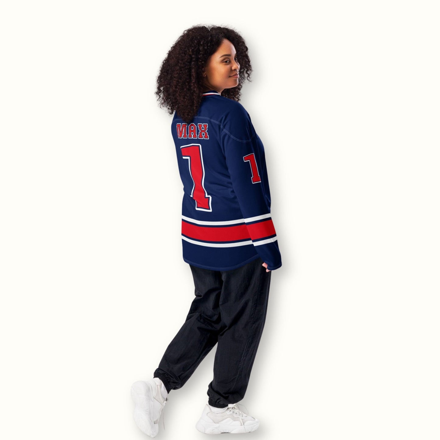 Oversized Unisex Racing Hockey Jersey , Unisex Streetwear Jersey with Bold Number Graphics