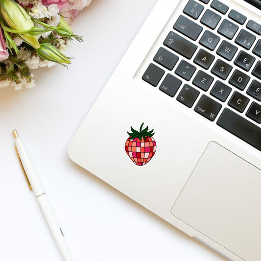 Strawberry Fruit Disco Ball Sticker | bookish stickers | kindle | laptop | romance | book stickers | decal |water bottle | retro | trendy