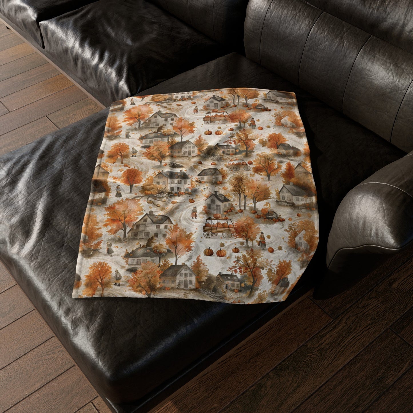 Thanksgiving Blanket Fall Home Decor Harvest Season Throw Rustic Autumn Fleece Blanket Fall Leaves Pumpkin Lover Gift for Host Friend Family