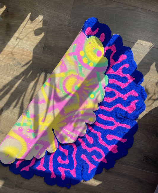 Abstract Tufted Rug / 100% Handmade Rug / Psychodelic design, 3d Tufted Rug, Soft & Fluffy, Housewarming Gifts