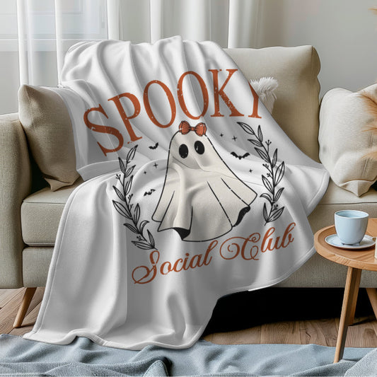 ghost blanket spooky social club ghost blanket velveteen plush ghost blanket halloween blanket cute fall blanket cute halloween ghost throw