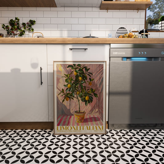 Italian Lemon Tree Print, Limoni Italiani, Citrus Fruit Art, Kitchen Lemon Poster, Mediterranean Summer Poster, Retro Botanical, Lemon Fruit