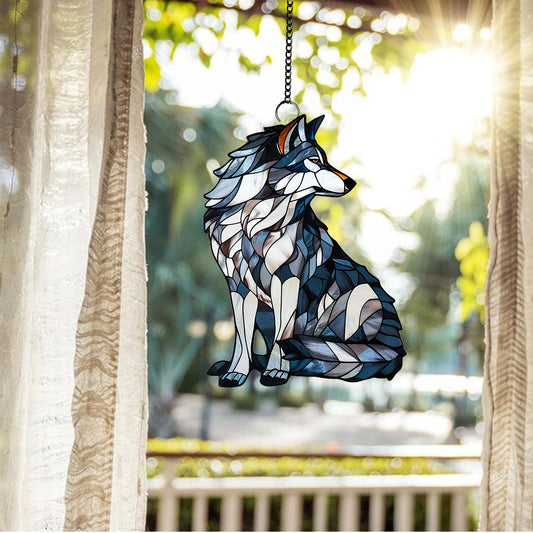Wolf Acrylic window hanging, Acrylic Wall Window Hanging Art Decoration, Wild Animal home decor Ornament, animal love, Housewarming gift