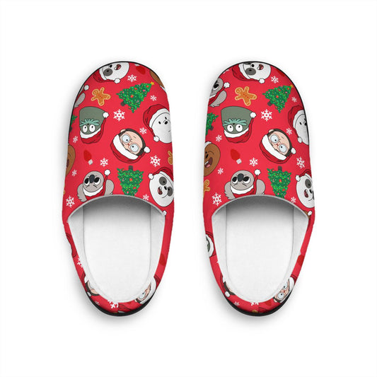 We Bare Bears Christmas Slippers | Grizzly Panda Ice Bear Merry Christmas Indoor Slippers Gift Cartoon Character For Her For Him Gift