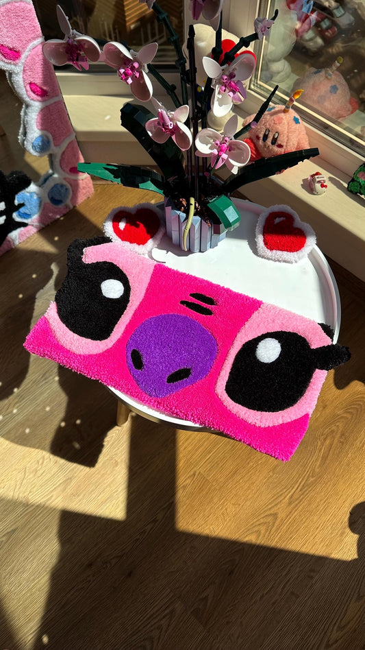 Pink Keyboard Rug – Handmade Tufted Coaster Mat, Cute Desk Decor, Fluffy Anime Carpet, Funny Kawaii Gift for Gamers or Work Setup