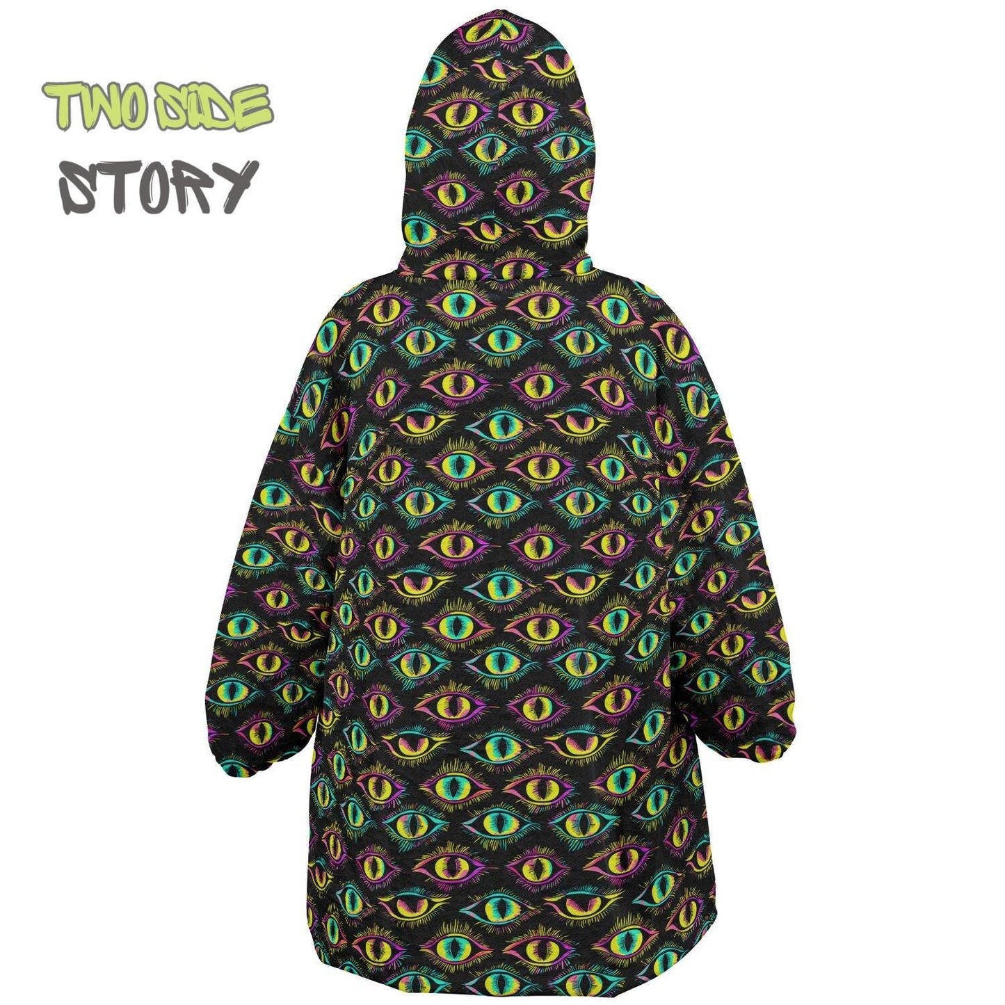 Halloween Scary Eyes Print Reversible Kids Snug Hoodie,Oversized Double Sided Youth Hoodie Blanket,Warm Blanket with Sleeves,Unique Gifts
