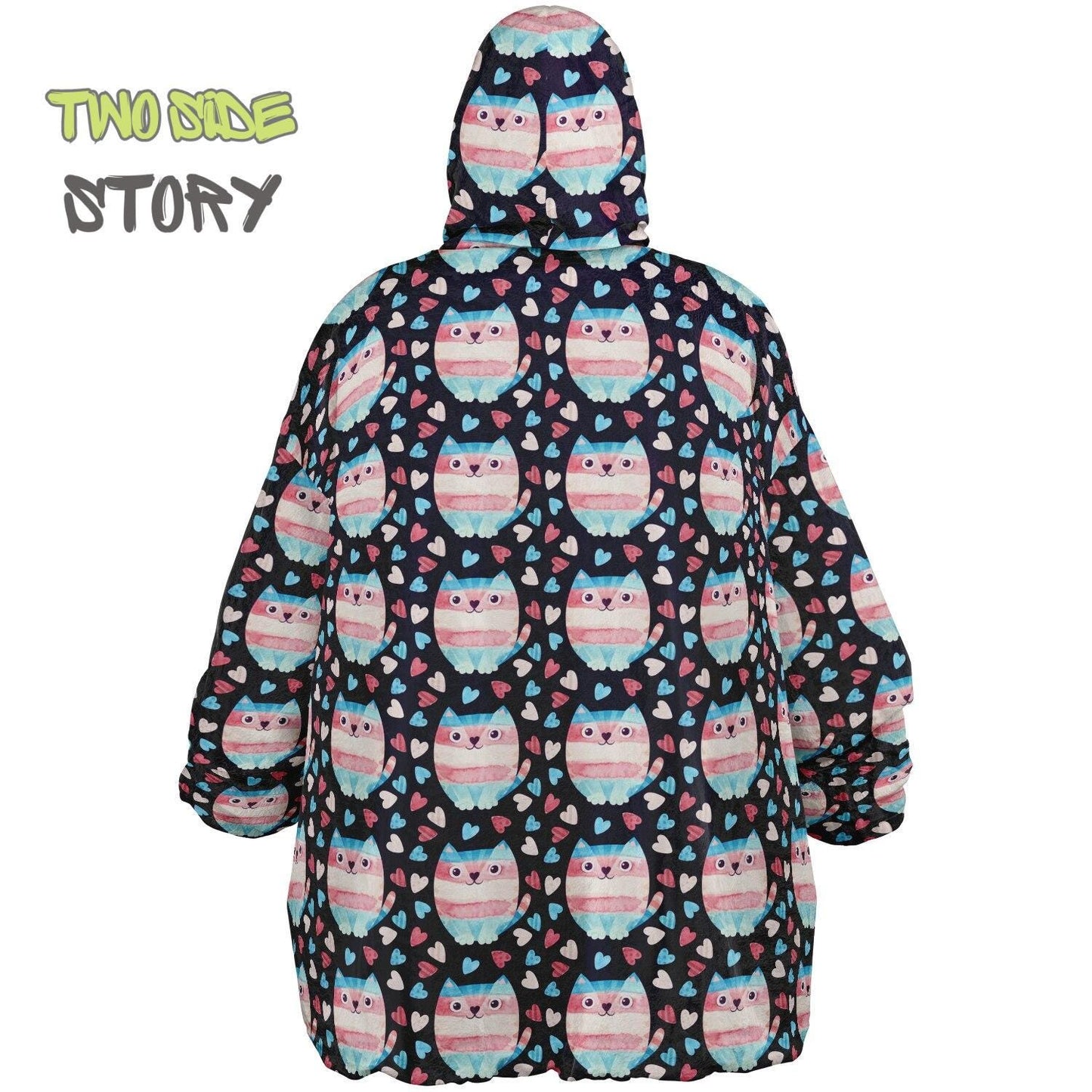 Unisex Reversible Adult Snug Hoodie,Trans Flag Reversible Oversized Hoodie Blanket,Lounge Wear,Unique Gifts,Christmas Gift,Dog Lover Gift