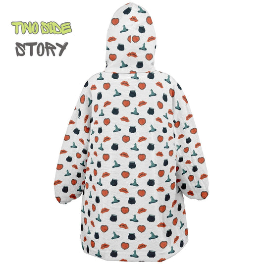 Halloween Print Reversible Kids Snug Hoodie,Oversized Double Sided Youth Hoodie Blanket,Warm Blanket with Sleeves,Halloween Gift,Unique Gift