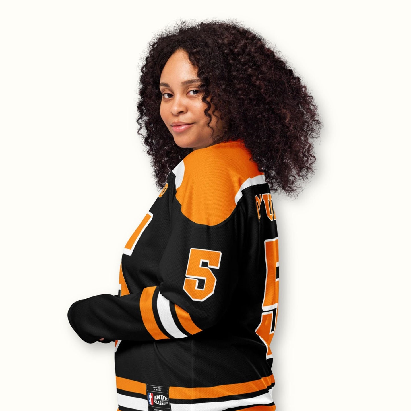 Racing Fan Oversized Hockey Jersey with Vibrant #5 Graphics