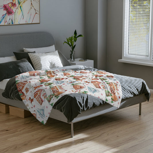 Christmas Blanket Gingerbread Village Fleece Throw Blanket Christmas Home Decor Gingerbread House Decor Christmas Gift Family Friends Host