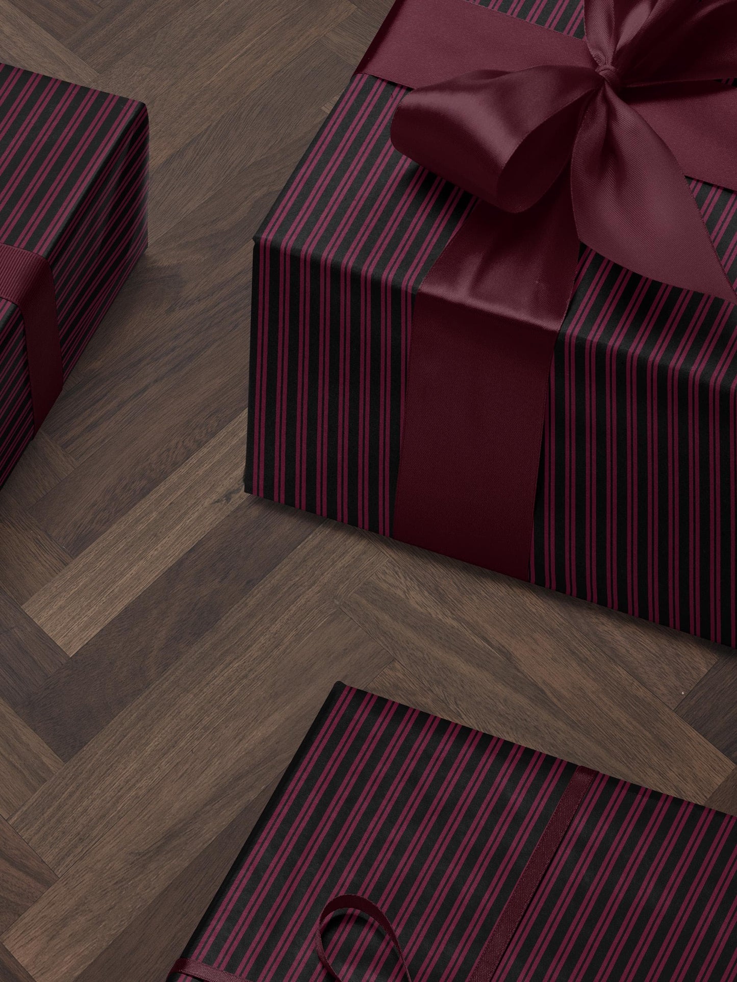 Pink and Black Striped Gift Wrap Moody Wrapping Paper Halloween Party Decor Fall Gift Wrap Romantic Gift for Her Birthday Gift Gothic Decor