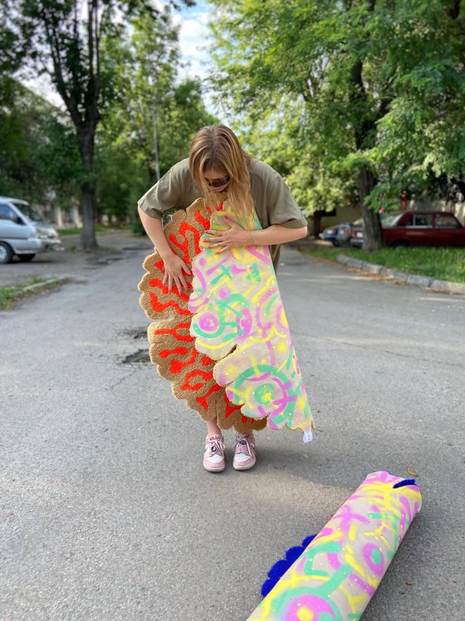 Abstract Tufted Rug / 100% Handmade Custom Rug / Psychodelic design, 3d tufted rug, Soft & Fluffy, Housewarming Gifts