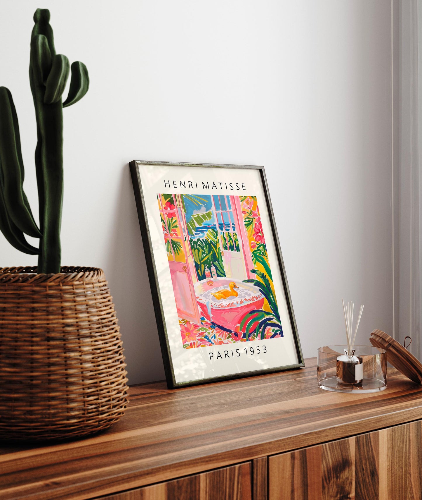 Duck in bathtub funny poster, Bathroom wall art, Pink farm decor, Cowgirl art, Matisse print, Bird art print