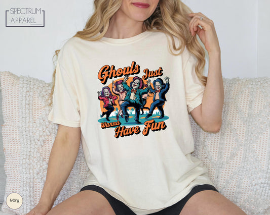 Comfort Colors Ghouls Just Wanna Have Fun Shirt, Ghouls Night Out Shirt, Ghost Shirt, Retro Halloween Shirt
