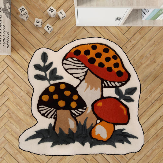 blue and black mushroom,rainbow mushroom rug,pınk mushroom rug,Yellow Navy Blue Mushroom,mushroom colorful,red mushroom rug,blue mushroom