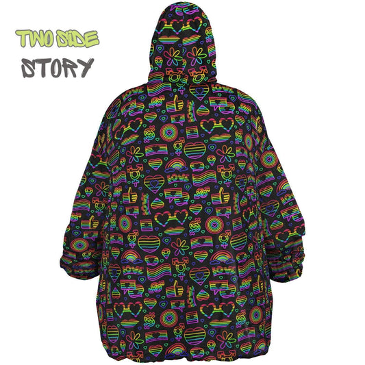 Unisex Reversible Adult Snug Hoodie,Pride Flag Reversible Oversized Hoodie Blanket,Lounge Wear,Unique Gifts,Christmas Gift,Dog Lover Gift