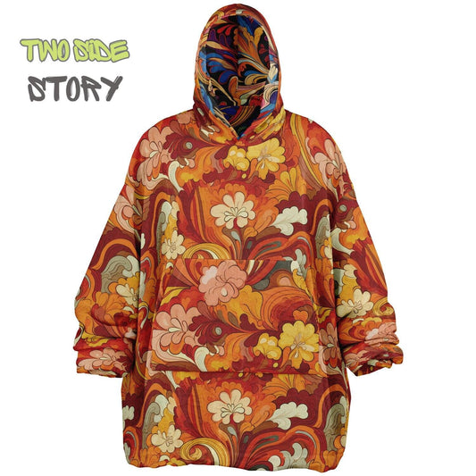 Unisex Reversible Snug Hoodie,Psychedelic Autumn Reversible Hoodie Blanket,Festival Rave Party Wear,Oversized Hoodie Blanket,Unique Gifts