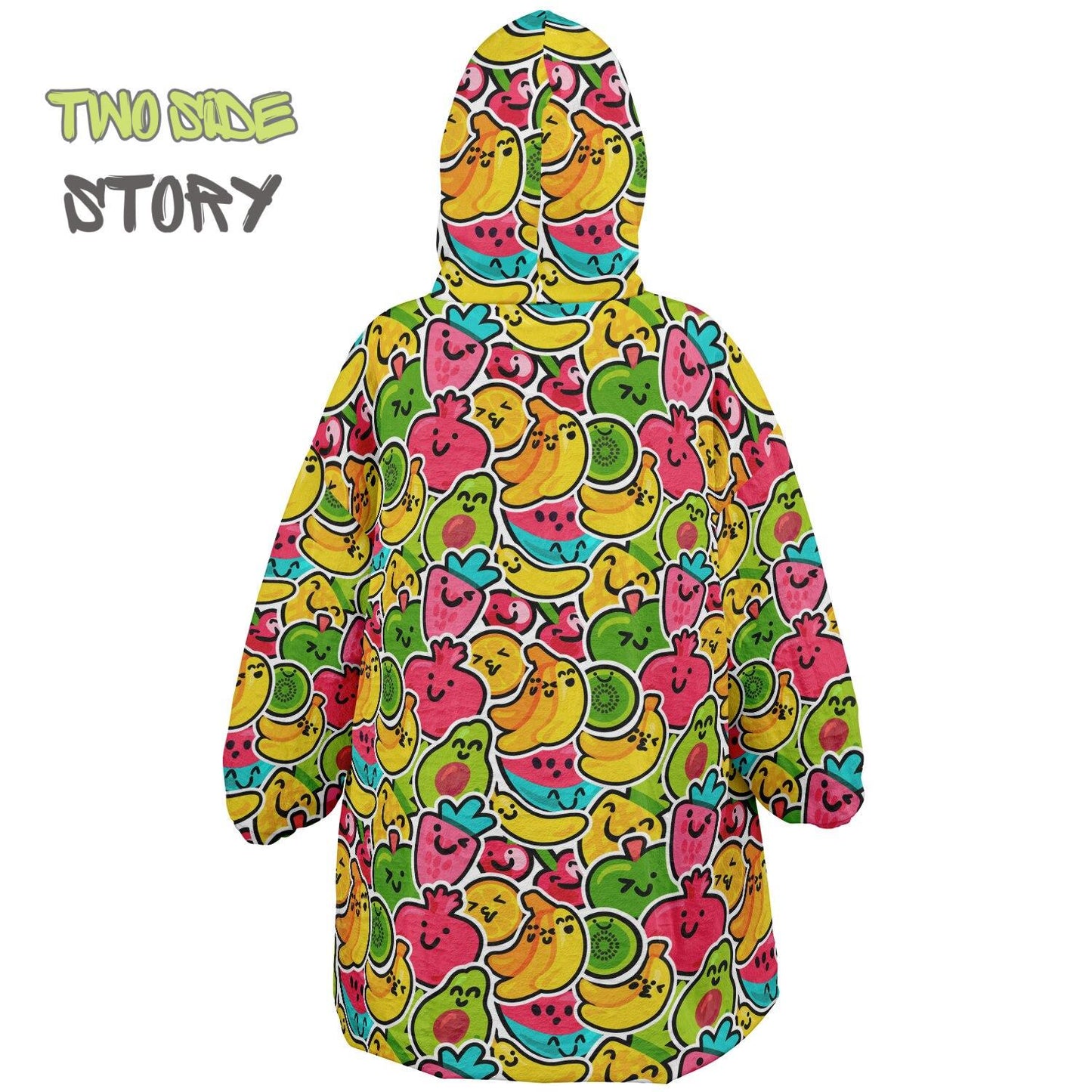 Cute Kawaii Fruit Reversible Kids Snug Hoodie,Oversized Double Sided Youth Hoodie Blanket,Warm Blanket with Sleeves,Unique Gifts for Kids