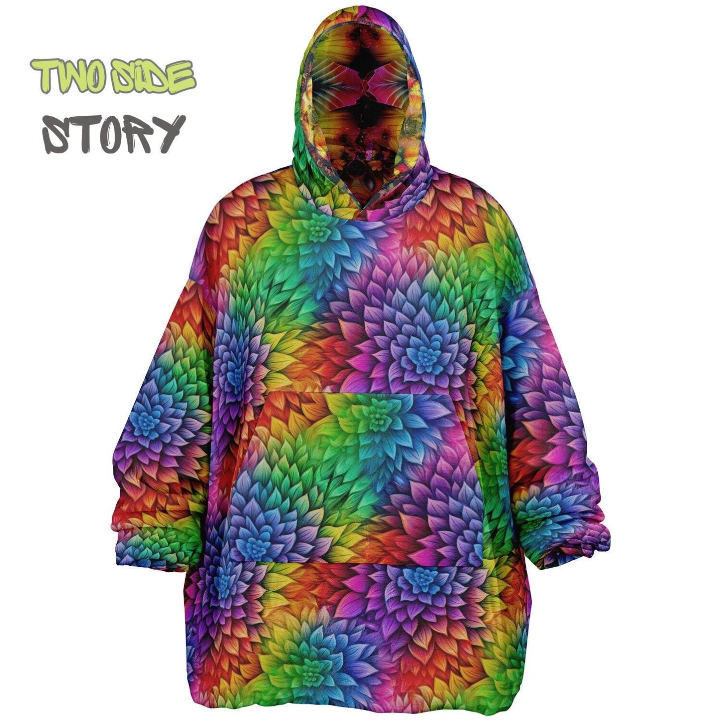 Unisex Reversible Snug Hoodie,Psychedelic Refractograph Trippy Blanket Hoodie,Festival Rave Party Wear,Oversized Hoodie Blanket,Unique Gifts