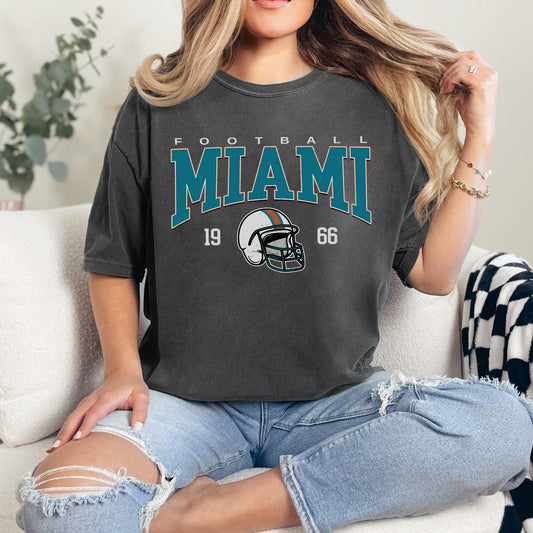 Retro Miami Football Shirt, Game Day Tee, Sunday Miami Football Sweatshirt, Miami Football Fan Shirt, Miami Team Rugby Gift
