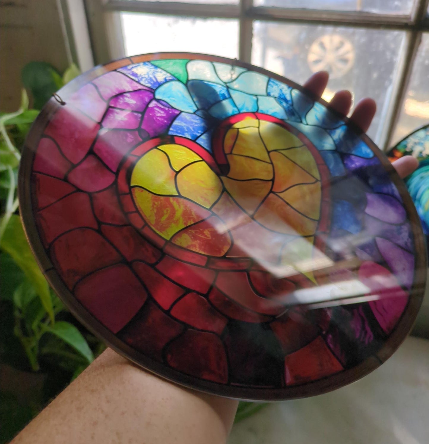 Rainbow Heart: Stained Glass Style Window Hanging
