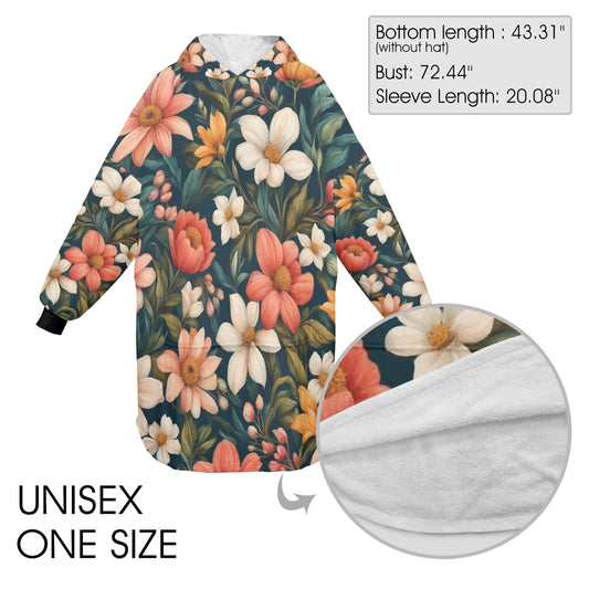 Floral Blanket Hoodie Personalized Fleece Loungewear
