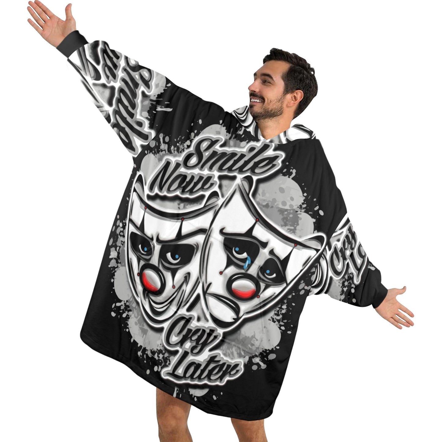 Personalized Blanket Hoodie Chicano Cartoon Smile Now Cry Later