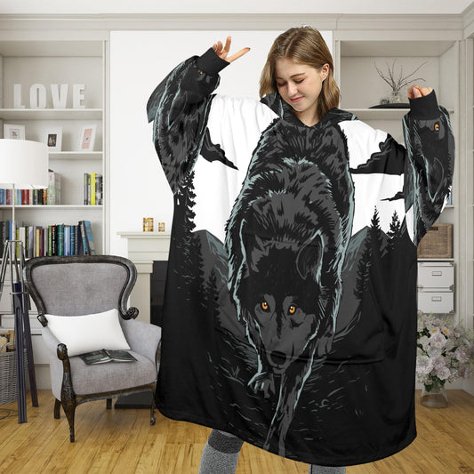 Wolf Blanket Hoodie Personalized Fleece Loungewear