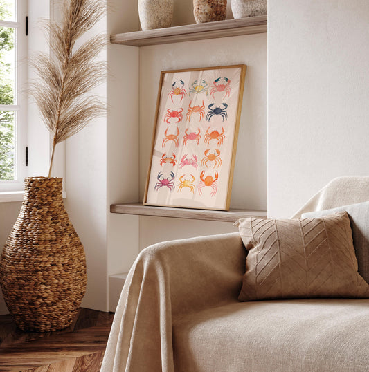 Beachy room decor, Crabs art, Coastal cowgirl decor, Surf poster, Seafood print, Preppy dorm decor College girls, Beach house coconut girl