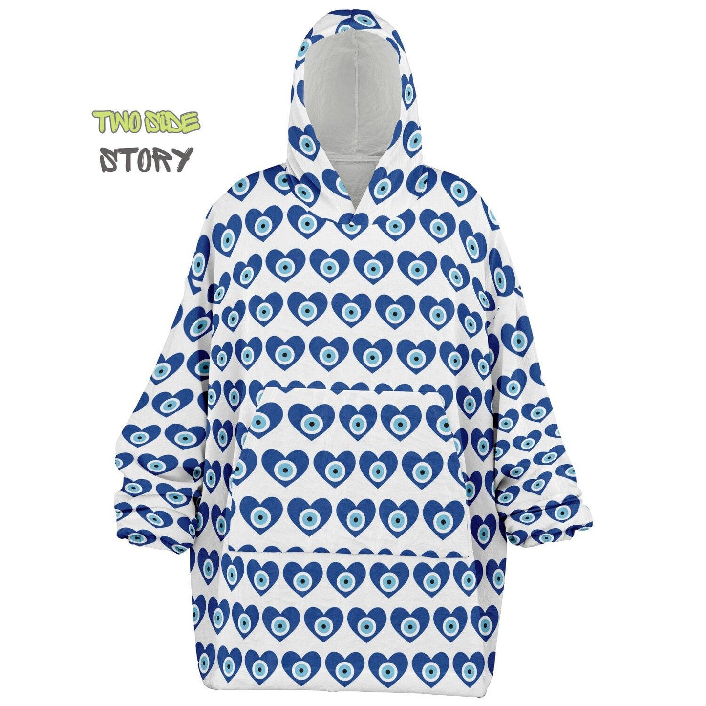 Evil Eye Print Snug Hoodie,Mykonos Eye Printed Hooded Blanket with Sleeves,Lounge Wear,Unique,Novelty Gifst,Novelty Birthday Christmas Gifts