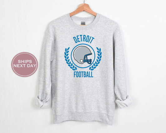 Detroit Football Sweatshirt, Vintage Detroit Crewneck, Retro Detroit Sweatshirt, Detroit Varsity Sweatshirt, Detroit Long Sleeve