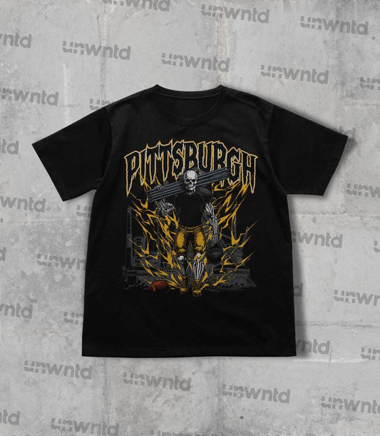 Pittsburgh Football Shirt - Graphic Tees - Skeleton Shirt - Merch Tee - Gift Shirt - Bootleg Shirt - Vintage - Skeleton Football Shirt
