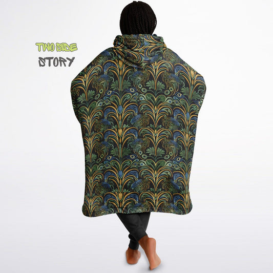 Psychedelic Trippy Print Snug Hoodie,Green Printed Hooded Blanket,Blanket Sleeves,Lounge Wear, Novelty Birthday Christmas Gifts for Him Her