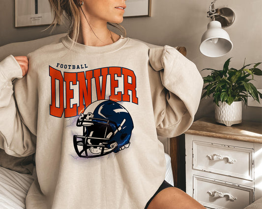 Denver Football Sweatshirt, Vintage Denver Crewneck, Retro Denver Sweatshirt, Denver Varsity Sweatshirt, Denver Long Sleeve
