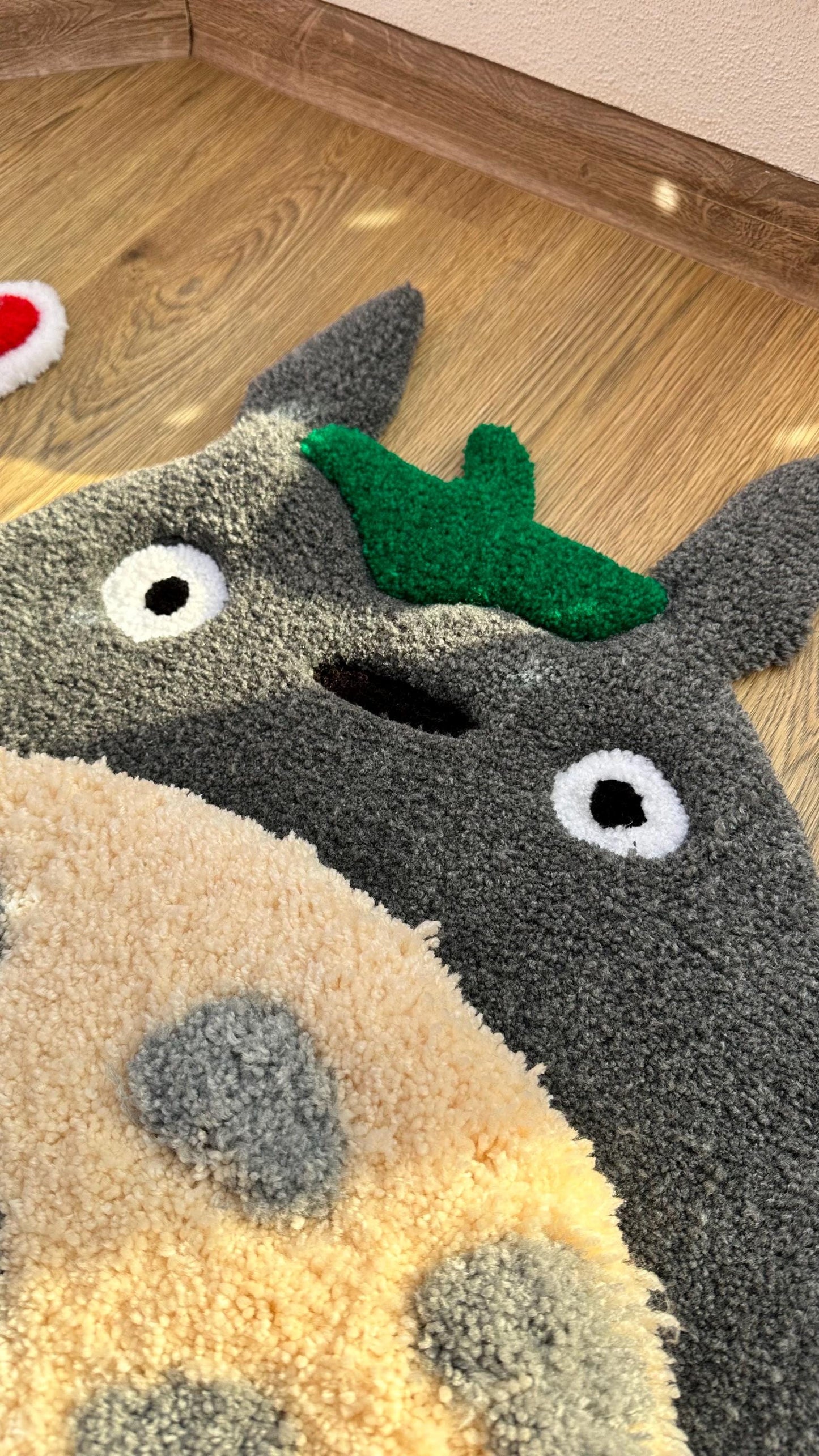 Totoro Puffy Tufted Rug – Handmade Soft Rug Inspired by Anime Character, Custom 3D Carpet, Cozy Japanese Room Decor, Gift