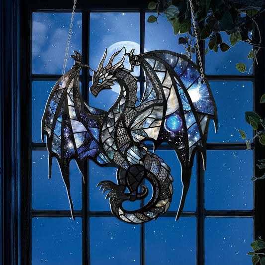 Blue Dragon Acrylic Window Hanging, Halloween Gift Decor, Kid Room Decor, Window Wall Animal Ornament, Dragon Inspired Art, Dragon Ornament.