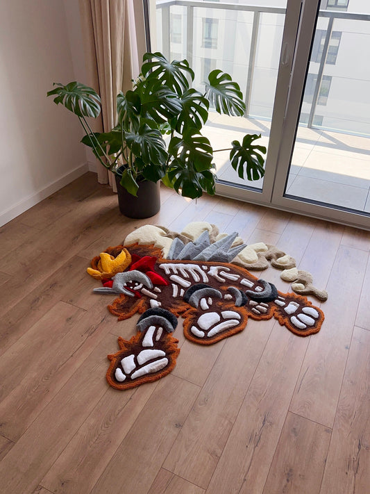 Skeleton tufted rug,3d skull rug, handmade tufted custom rug, living room decor rug, bedroom carpet, area carpet