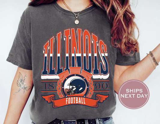 Retro Illinois Football Shirt, Vintage Illinois Football Shirt, Urbana-Champaign Women Shirt, College Football Shirt