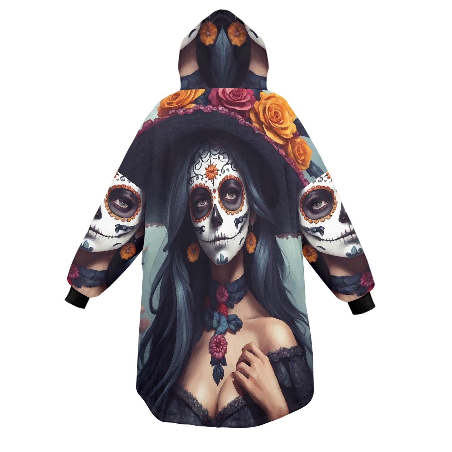 Día De Los Muertos Blanket Hoodie Chicano Art Personalized Blanket