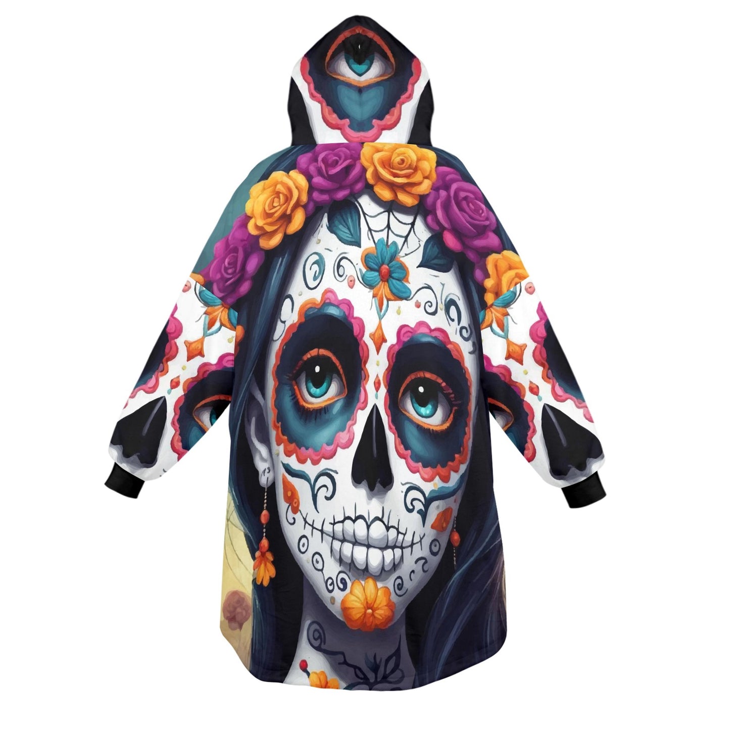 Día De Los Muertos Blanket Hoodie Chicano Art Halloween Horror