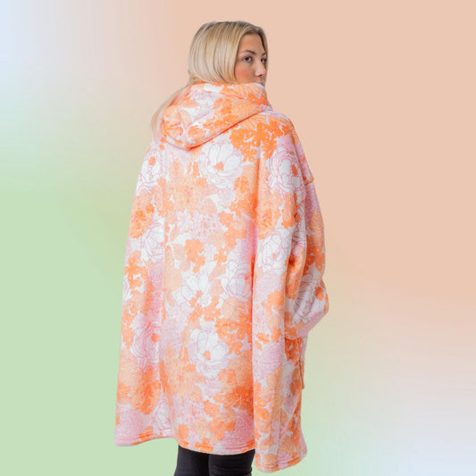 Bright Floral Hoodie Blanket Oversized Thick Sherpa Hoodie Snugclub One Size