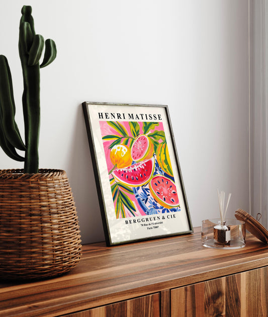Matisse Watermelon Art Print: Mid-Century Modern Pink Decor