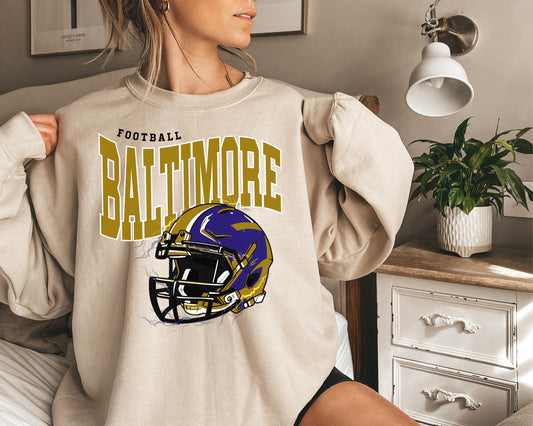 Baltimore Football Sweatshirt, Vintage Baltimore Crewneck, Retro Baltimore Sweatshirt, Baltimore Varsity Sweatshirt, Baltimore Long Sleeve
